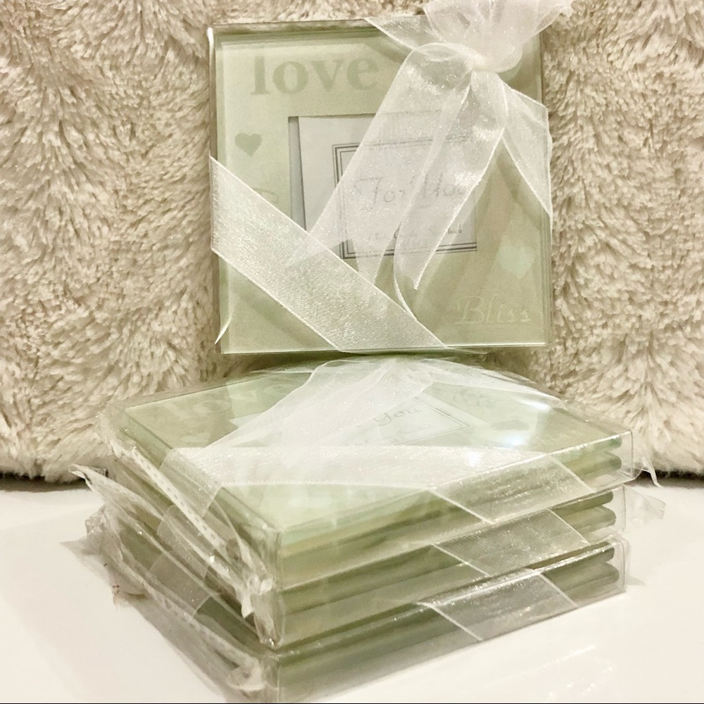 GLASS COASTERS - FOUR SETS - ROMANTIC